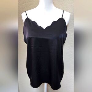 Black Satin Scallop-Edge Camisole Top. Sz XL